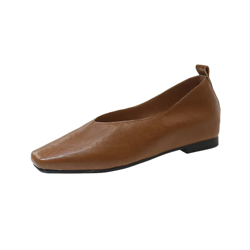 Women's Square Toe Mary Jane Loafers – Elegant Slip-On Flats Women's Loafers Axl 35 brown