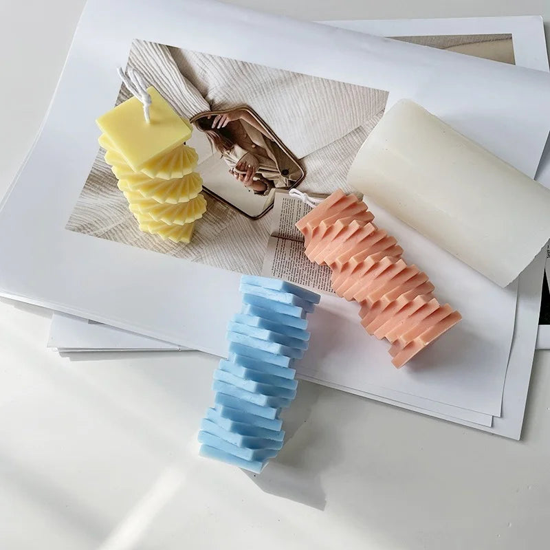 3D Spiral Square Column Silicone Candle & Soap Mold – DIY Silicone Craft Mold Axl
