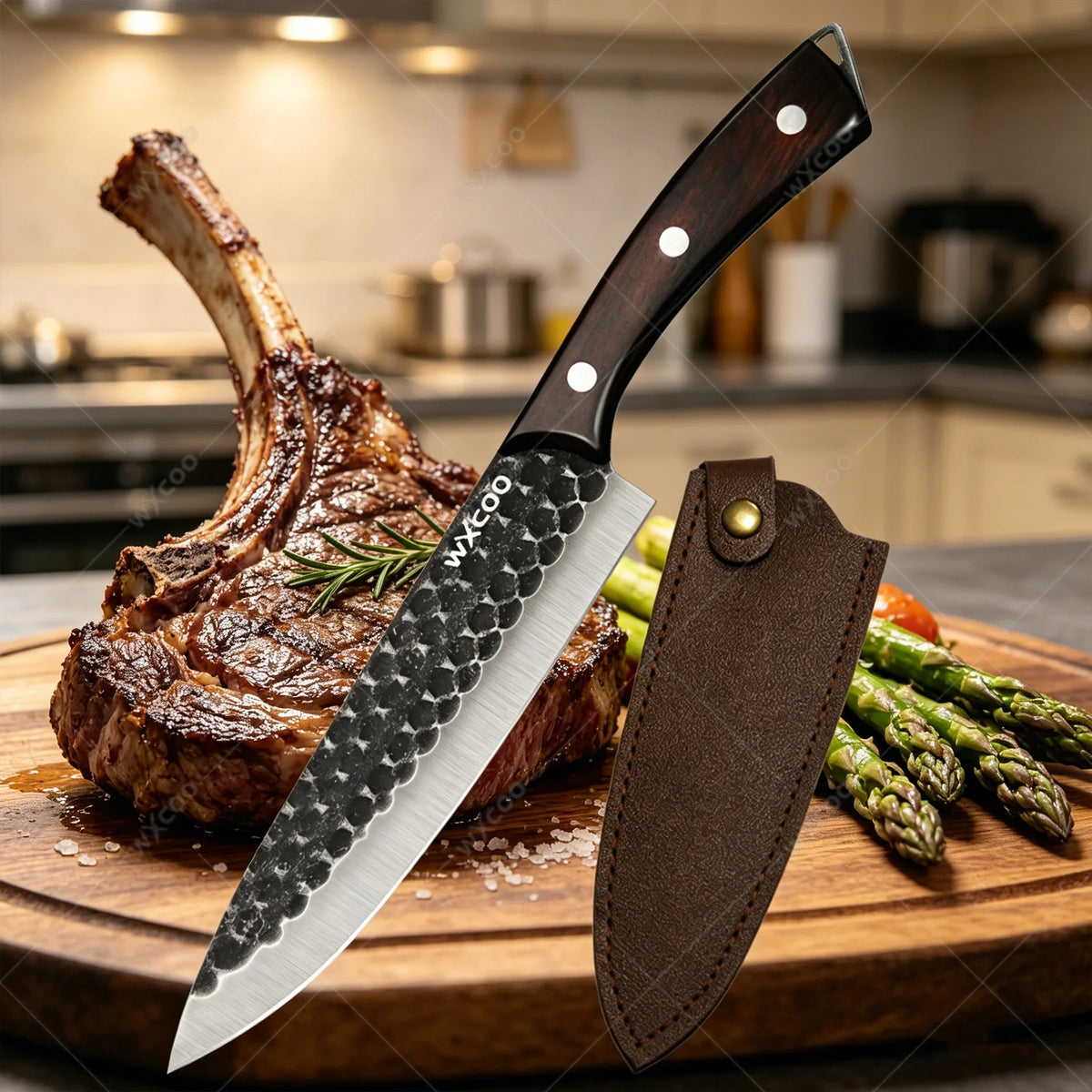 WXCOO Chef Knife & Peeler Set – Stainless Steel Wood Handle Chef Knife Set Axl Chef Knife