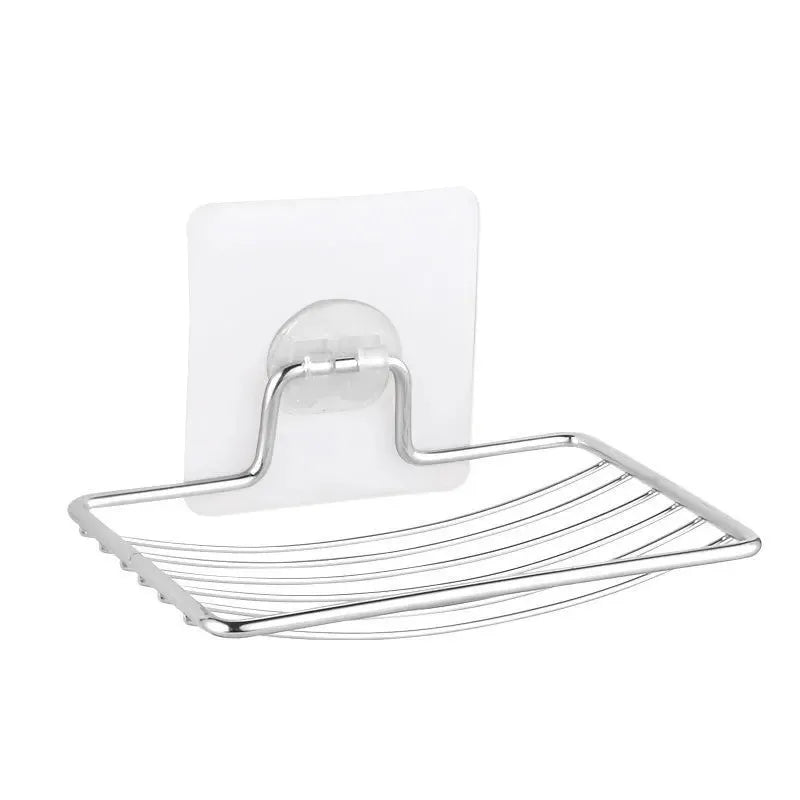 Stainless Steel Wall Mounted Soap Rack with Drainage Tray Soap Rack Axl Silver-1PCS