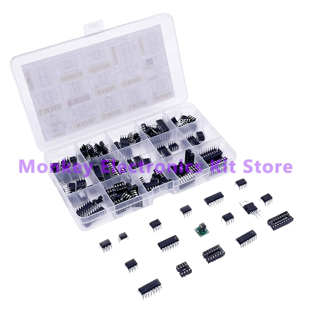 150 Pcs DIP IC Chip Assortment – LM358 NE555 LM393 & More IC Chip Assortment Axl Package