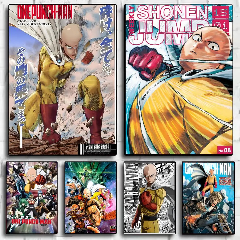 One Punch Man Anime Poster Self-Adhesive Wall Art Sticker Anime Wall Poster Axl