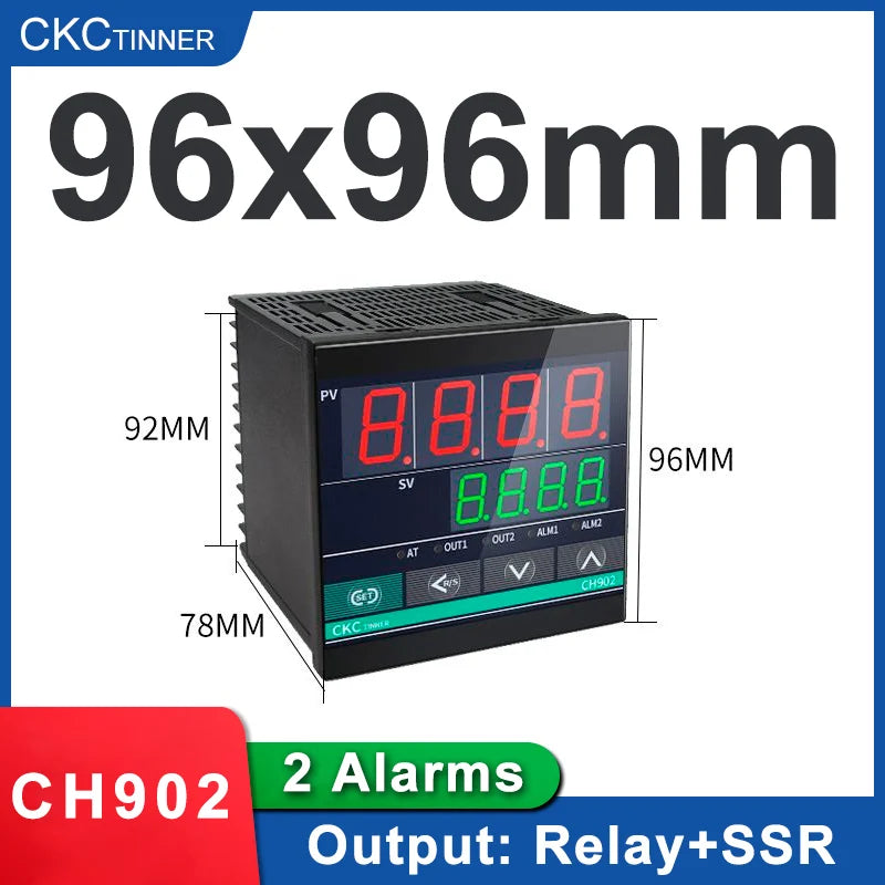 CKCTINNER PID Temperature Controller – Dual Output SSR & Relay LCD PID Temperature Controller Axl CH902 MV AB