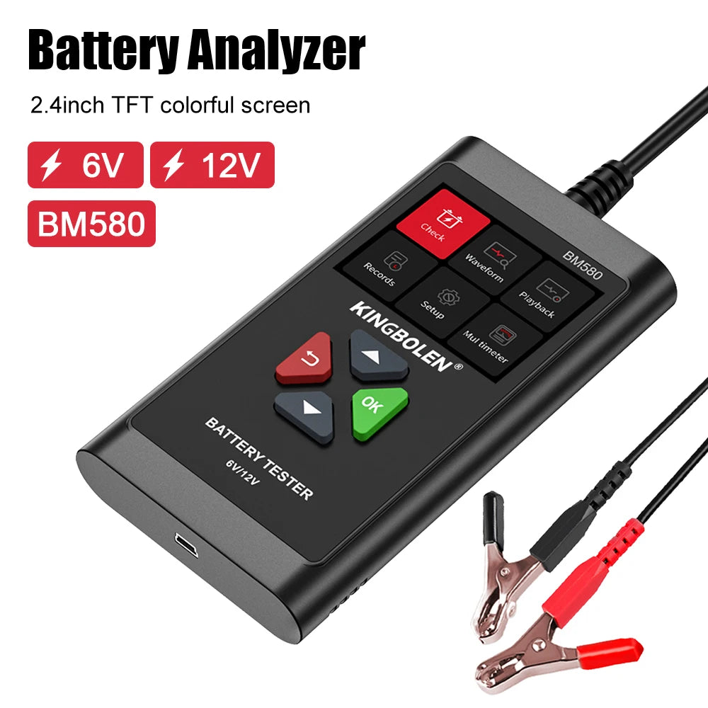 BM580 Car Battery Tester – CCA Analyzer for 6V/12V Lead-Acid Battery Tester Axl