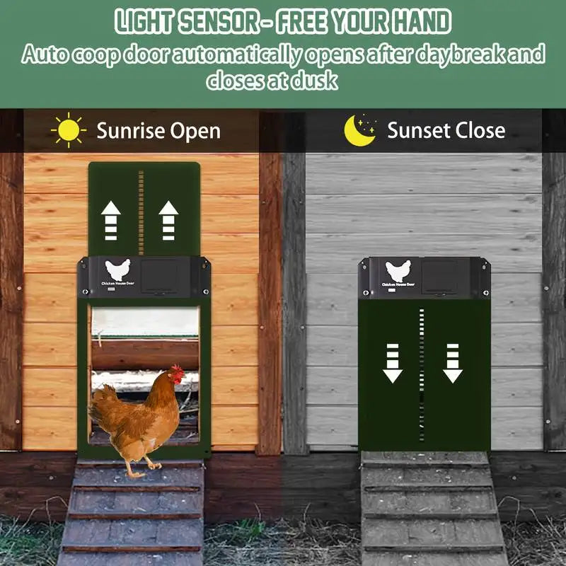 Automatic Chicken Coop Door Opener | Light Sensor Battery Powered Automatic Coop Door Axl