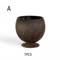Handcrafted Natural Coconut Shell Stemmed Bowl | Eco Tableware Coconut Shell Bowl Axl A