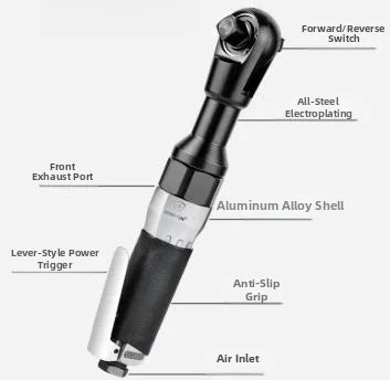 Pneumatic Air Ratchet Wrench 1/2" Drive 90NM | Adjustable Torque Pneumatic Air Ratchet Axl