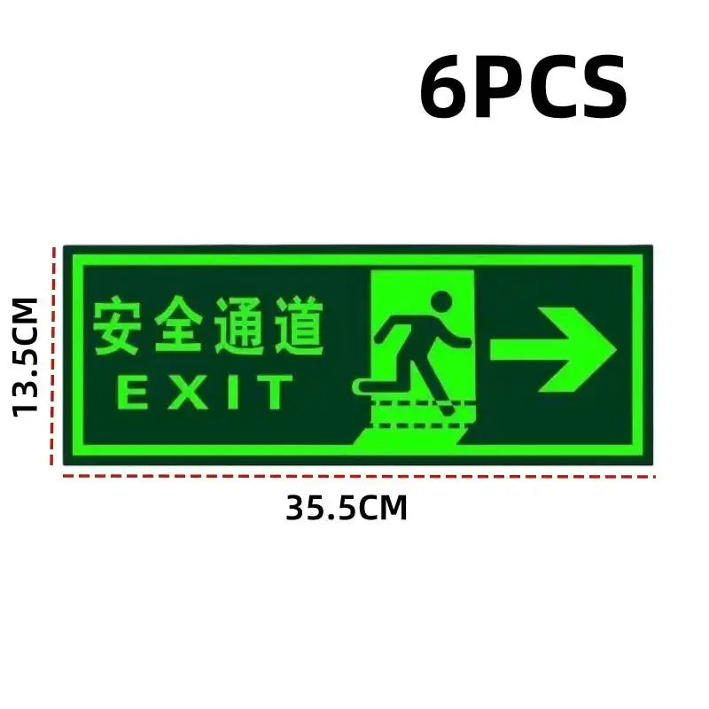 Glow in the Dark Exit Floor Stickers – Evacuation Signs 2/6 Pack Safety Floor Stickers Axl arrow right 6pcs