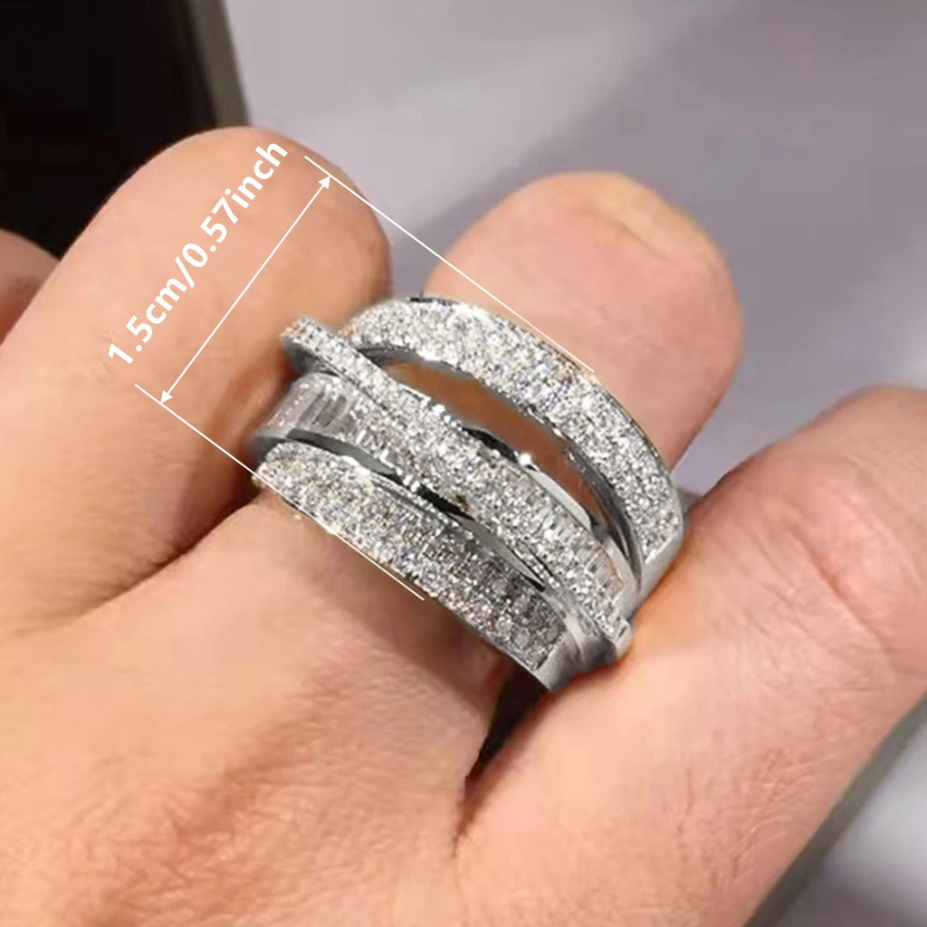 Huitan Gold CZ Pave Ring – Cubic Zirconia Engagement Jewelry Fashion Ring Axl