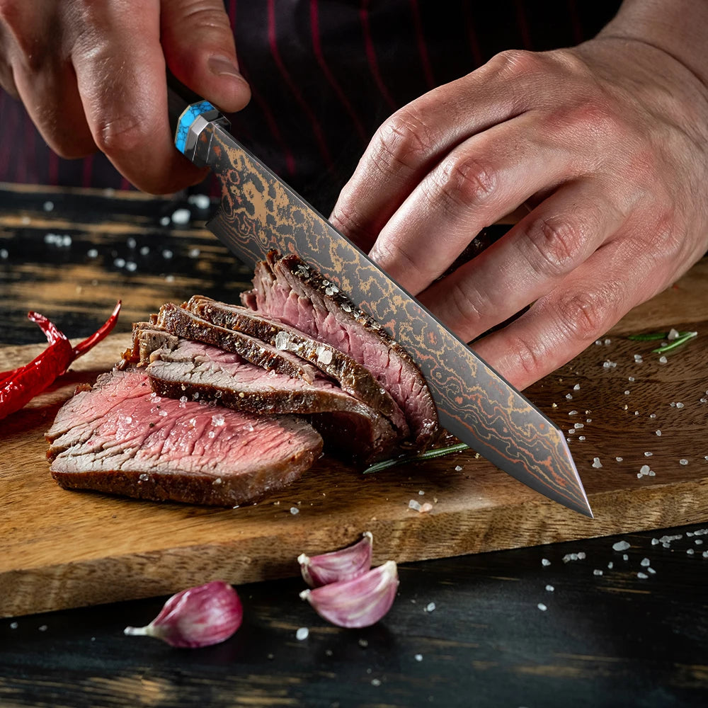 XITUO Damascus Steel Chef Knife Set – Octagonal Wood Handle Kitchen Knife Set Axl