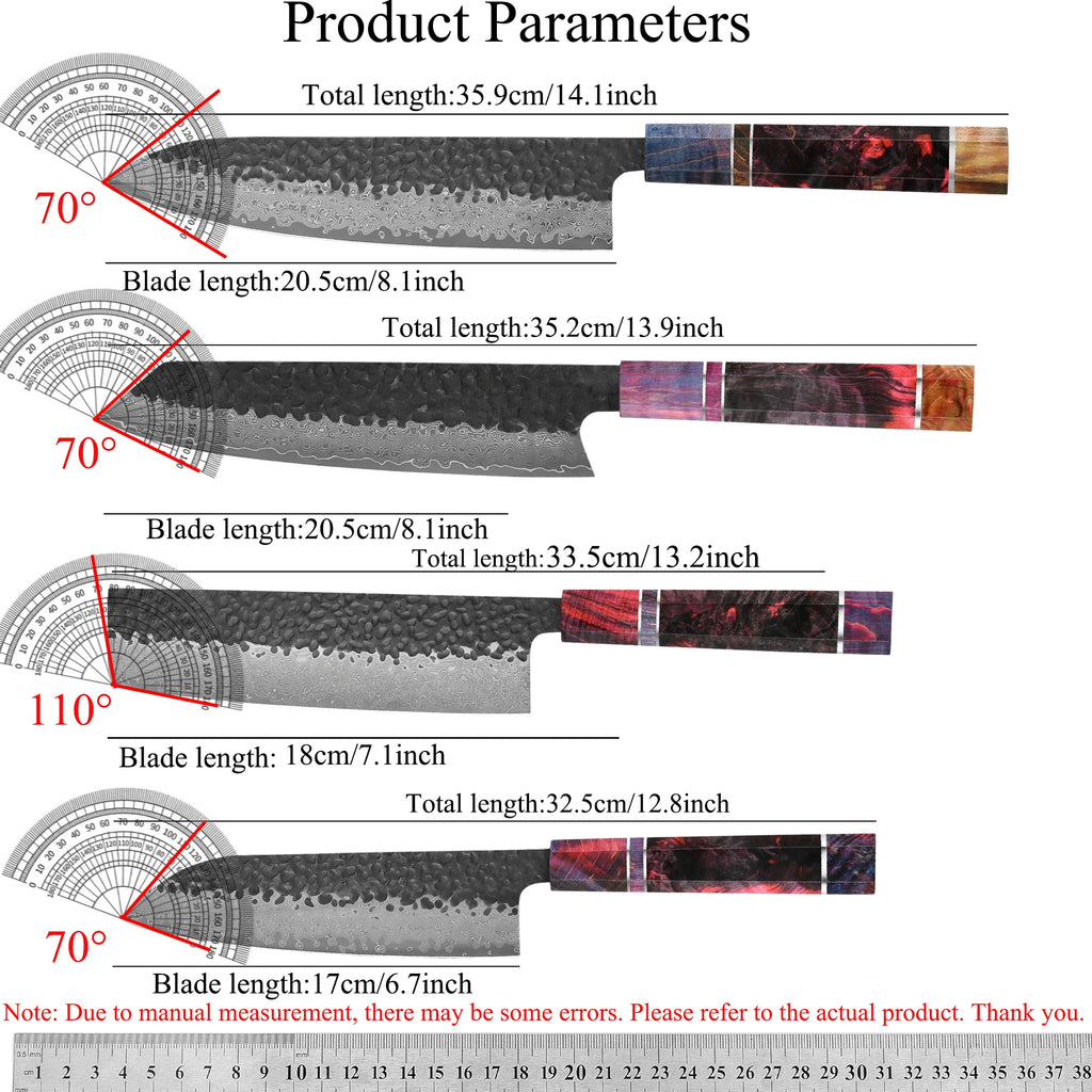 67-Layer Damascus Steel Chef Knife Set – Hand Forged Kitchen Knives Damascus Kitchen Knife Set Axl