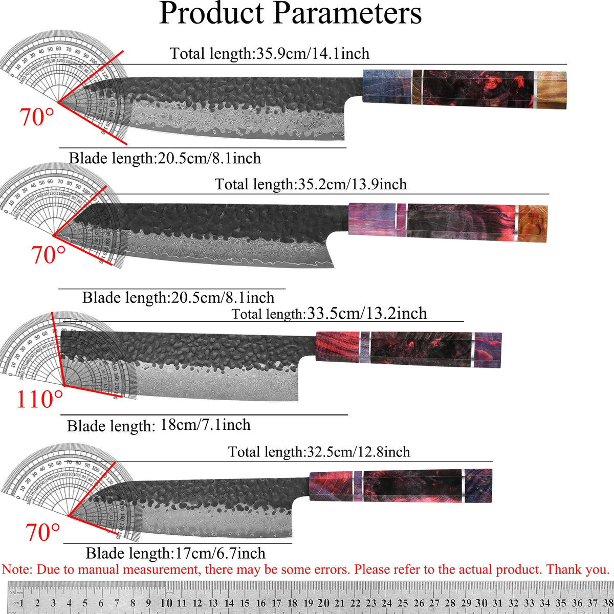 67-Layer Damascus Steel Chef Knife Set – Hand Forged Kitchen Knives Damascus Kitchen Knife Set Axl