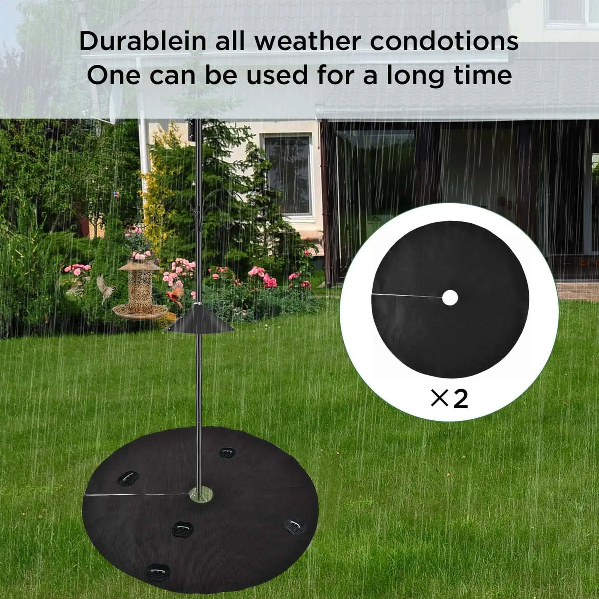 Under Bird Feeder Mat 2-Pack – 47" Water-Permeable Lawn Catcher Bird Feeder Mat Axl