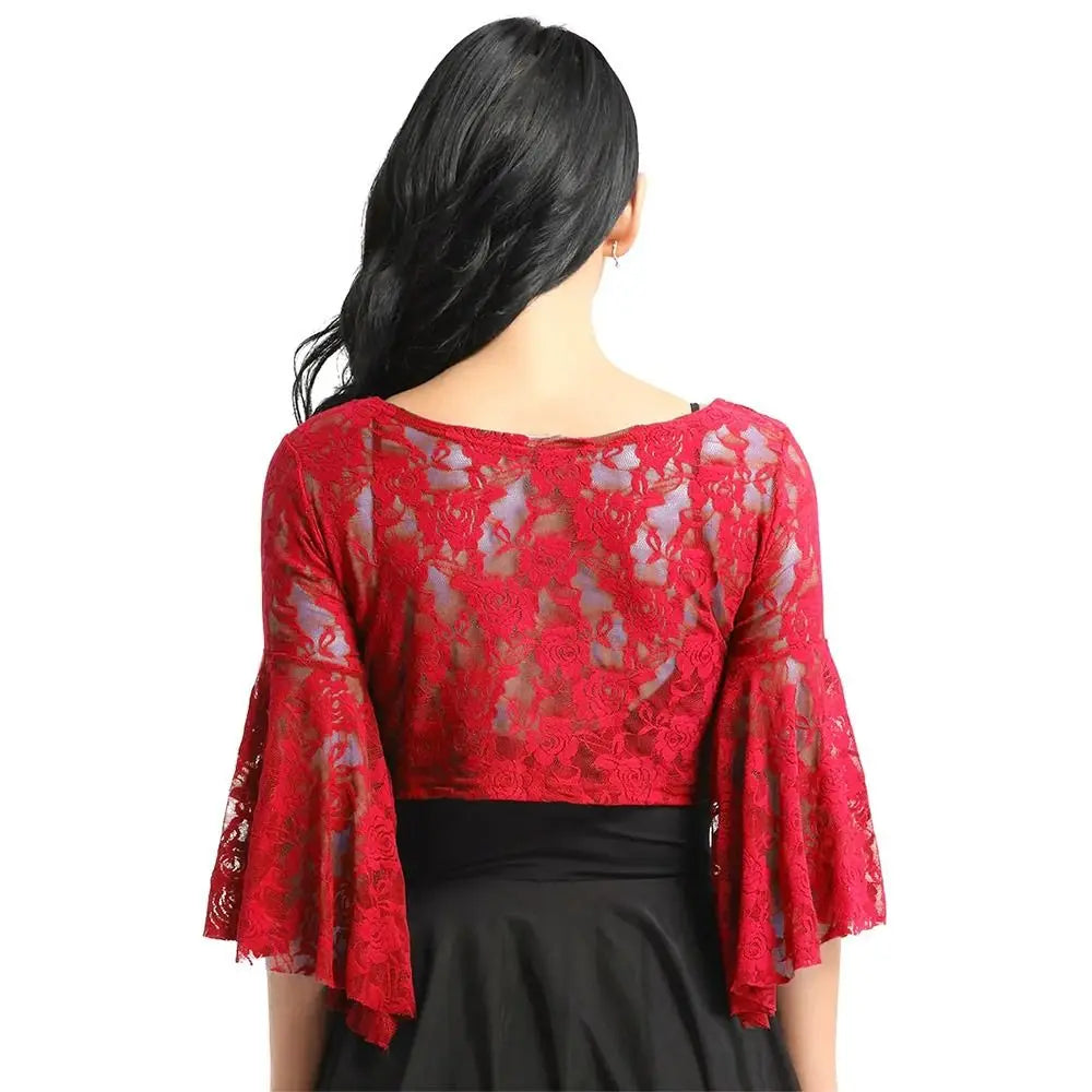 Women's Belly Dance Lace Shrug – Long Sleeve Cardigan Cover Up Dance Lace Shrug Axl