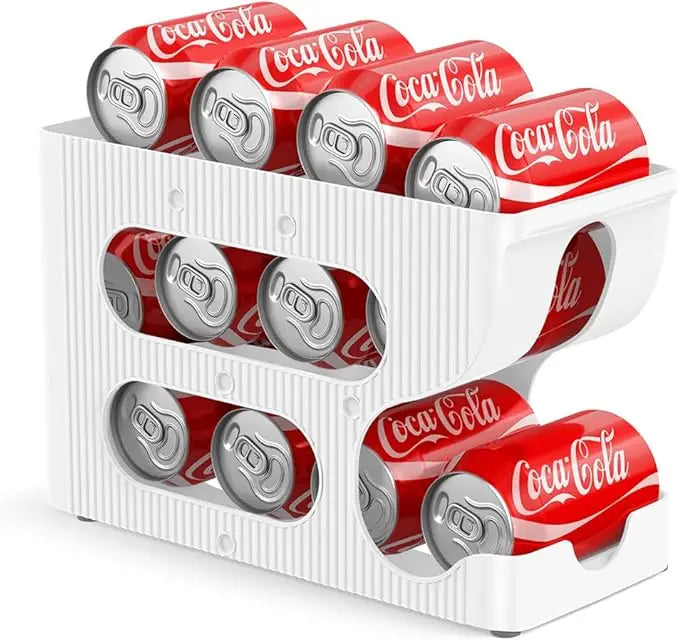 Rolling Soda Can Organizer – Fridge Beer & Soda Can Dispenser Can Organizer Axl WHITE