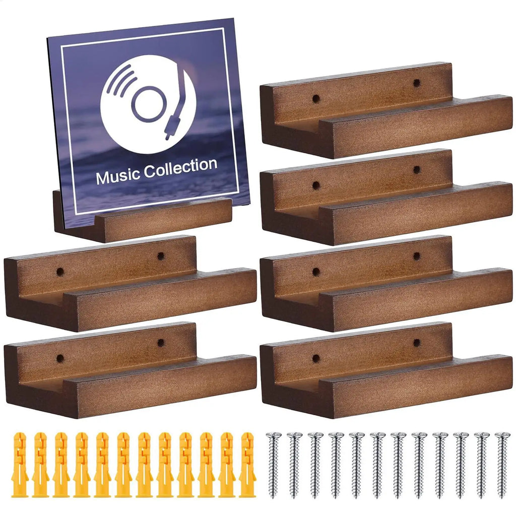 Wall Mounted Vinyl Record Shelf – 6 Rustic Wood Album Mounts Wall Record Shelf Axl Default Title