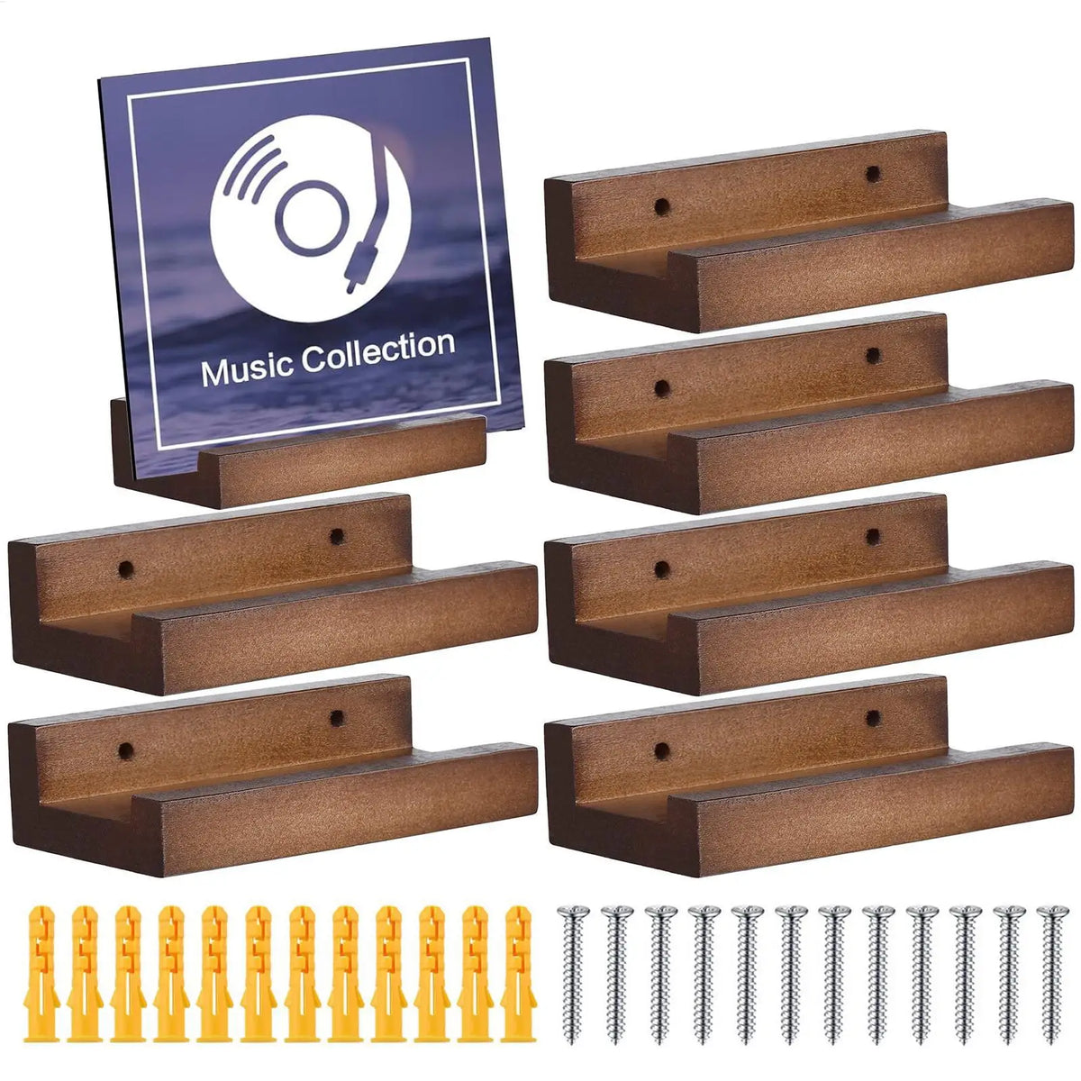Wall Mounted Vinyl Record Shelf – 6 Rustic Wood Album Mounts Wall Record Shelf Axl Default Title