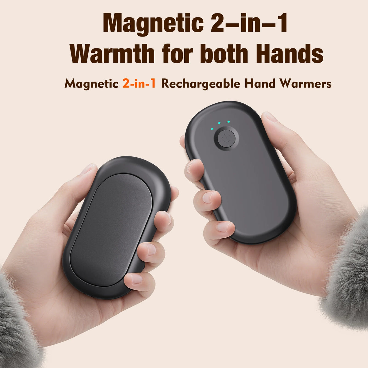 2-in-1 Magnetic Mini Hand Warmer – 3 Heat Levels, Portable Electric Hand Warmer Axl