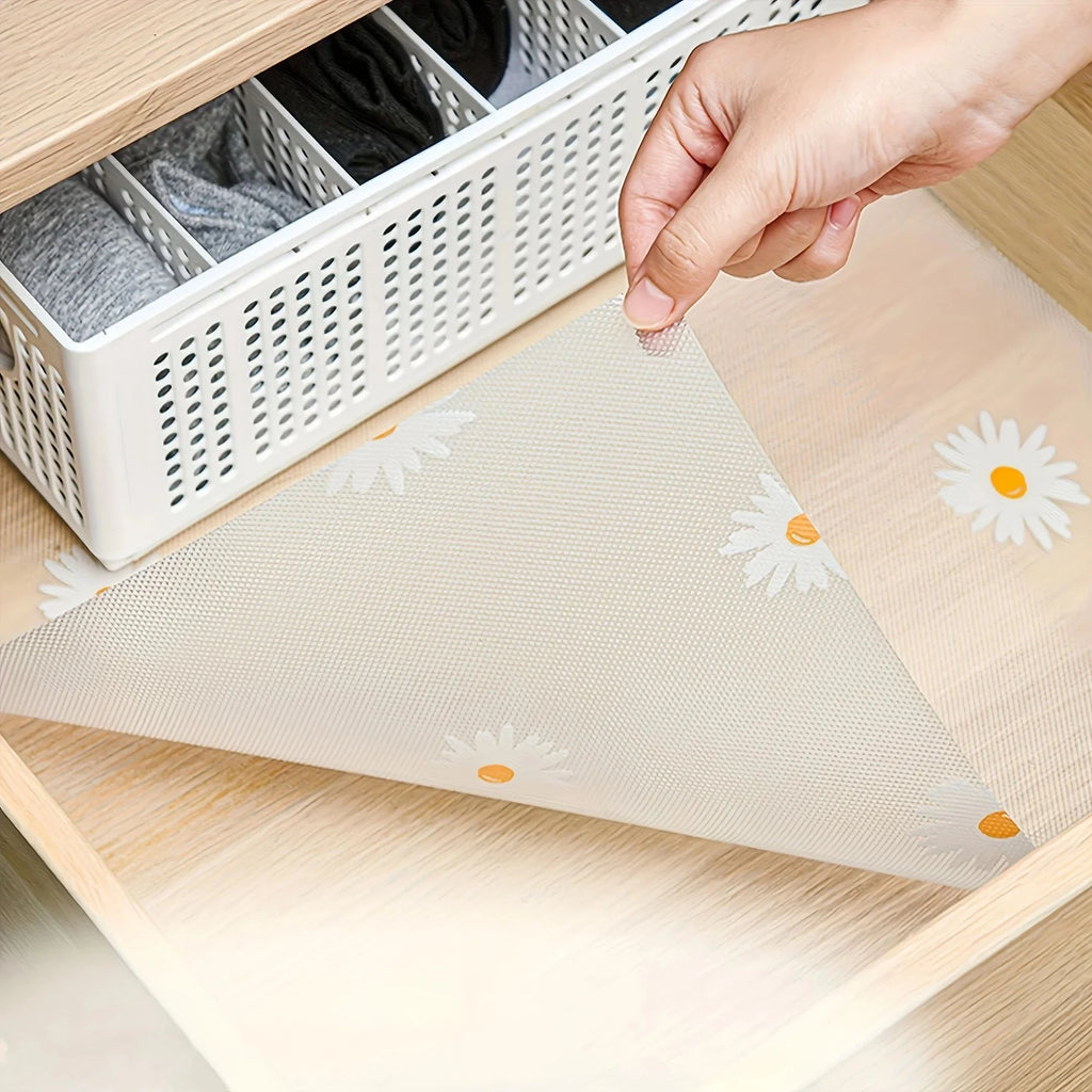 5-Pack EVA Fridge Liners – Daisy Washable Anti-Slip Shelf Mats Refrigerator Shelf Liner Axl