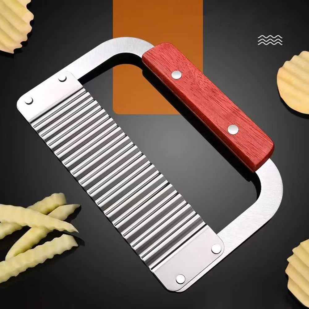 Stainless Steel Crinkle Cutter – Wavy Potato & Veggie Slicer Vegetable Crinkle Cutter Axl C