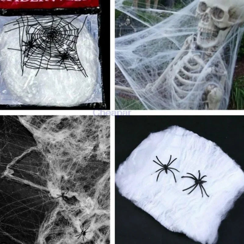Halloween Stretch Spider Web Cotton Decor with 2 Spiders Halloween Decoration Axl
