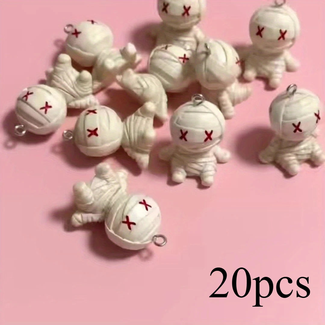 20 Halloween 3D Mummy Resin Charms – DIY Jewelry & Bag Pendants Resin Jewelry Charms Axl mummy-20pcs