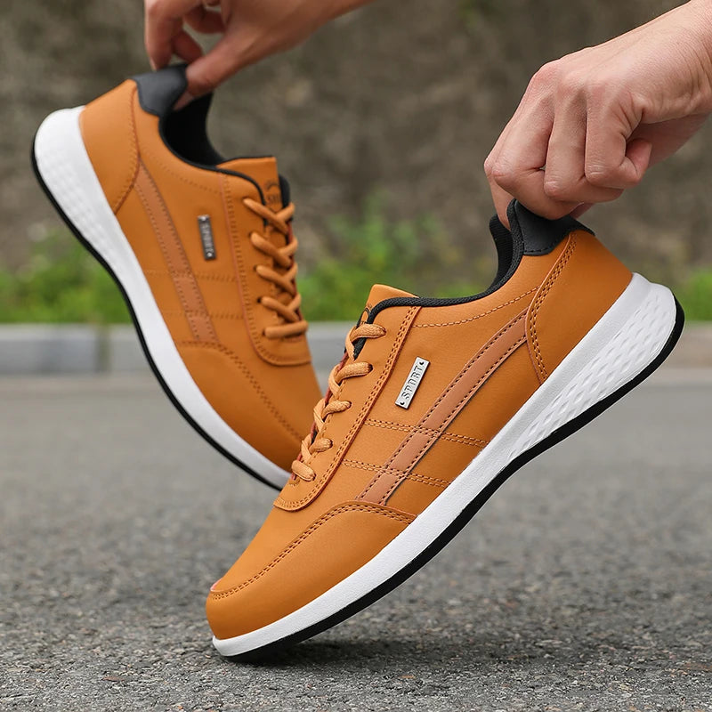 ZULIWAGN Men's Lightweight Anti-Slip Vulcanized Sneakers | Plus Size Men's Sneakers Axl Beige 41