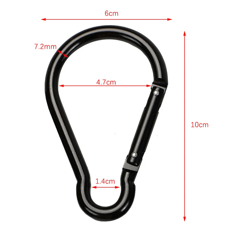 Heavy Duty Aluminum Carabiner Spring Hook Clip – 55lb Carabiner Clip Axl Black