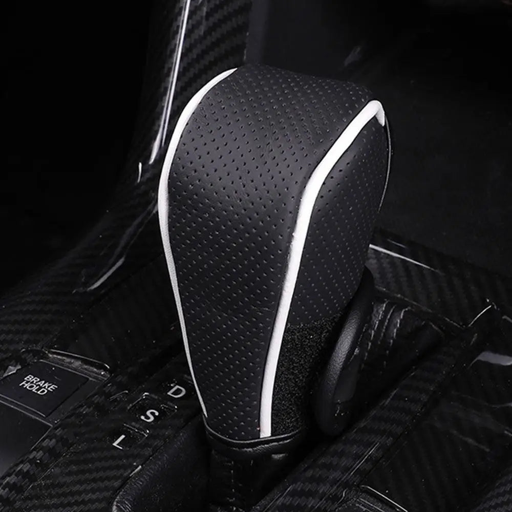 PU Leather Car Shift Knob Cover – Non-Slip, 7 Colors Shift Knob Cover Axl Black white