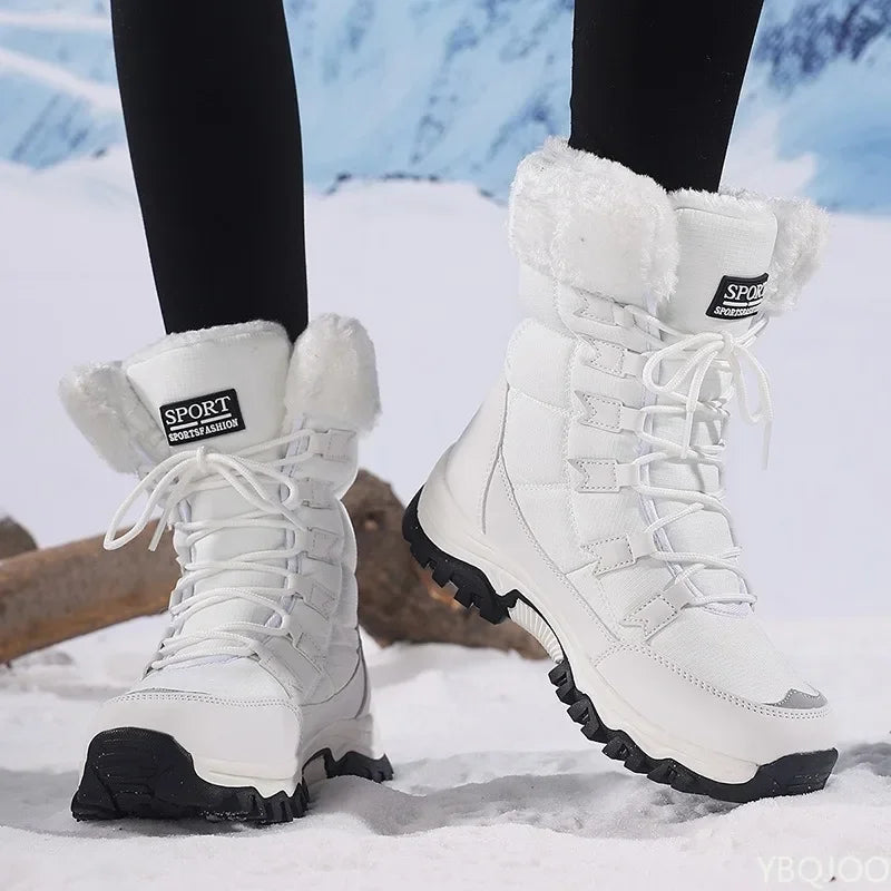 Women's Winter Insulated Ankle Boots – Slip-Resistant Lace-Up Winter Ankle Boots Axl WHITE 40
