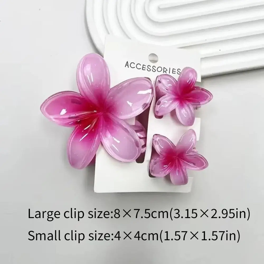 3-Pack Gradient Plumeria Flower Hair Claw Clips – Acrylic Set Flower Hair Clips Axl