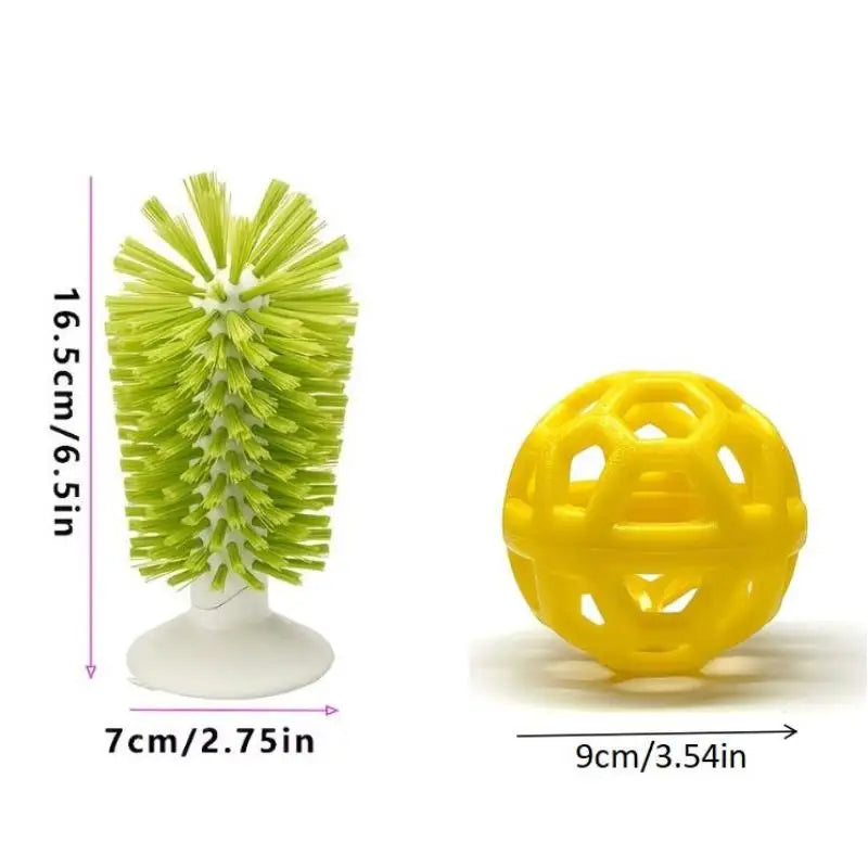 Turtle Shell Cleaning Brush & Feeding Ball | Aquarium Decor Turtle Tank Accessory Axl