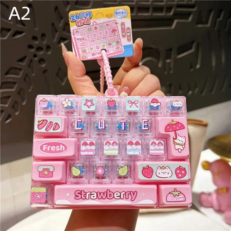 Strawberry Fidget Keyboard Keychain – 26 Keys Clickable Toy Fidget Keychain Toy Axl A2