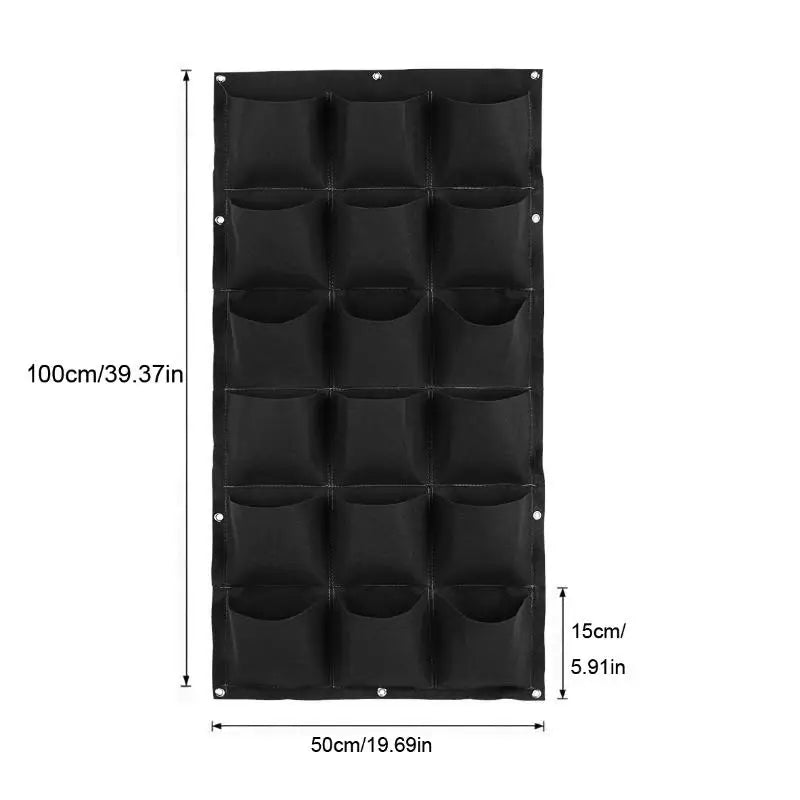 Vertical Wall Planter Bags – 9, 18 & 49 Pocket Grow Bags Vertical Garden Planter Axl 18 Pocket Black