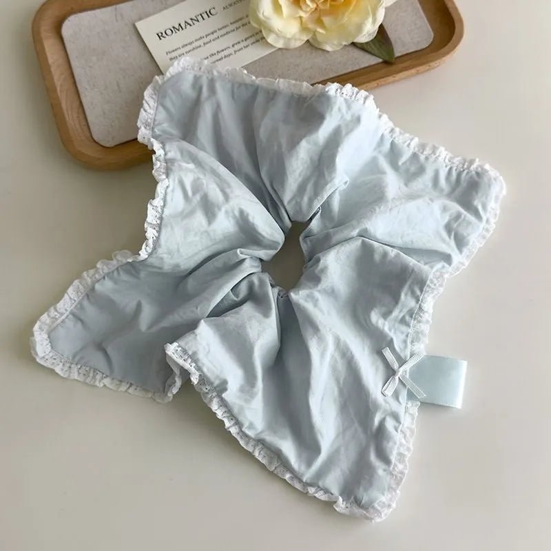 Women's Light Blue Hair Scrunchie – Korean Minimalist Hair Tie Hair Scrunchie Axl