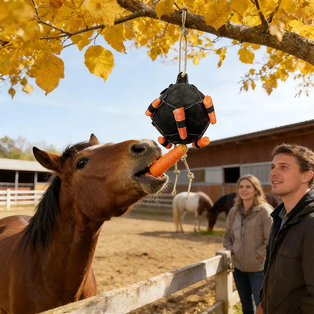 Horse Slow Feeder Ball – Hangable Carrot Hay Enrichment Toy Horse Enrichment Toy Axl