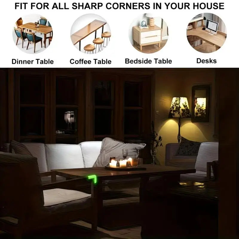 4-Pack Glow-in-the-Dark Corner Protectors | Furniture Edge Guards Furniture Corner Guards Axl