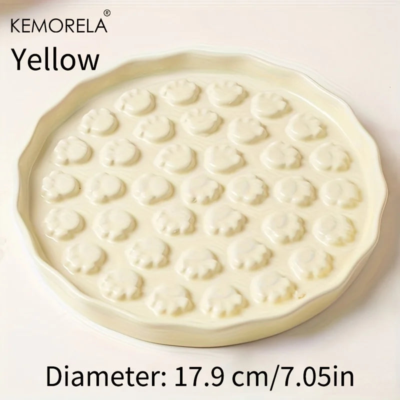 KEMORELA Ceramic Slow Feed Cat Bowl – Paw Design Pet Dish Slow Feed Pet Bowl Axl Yellow