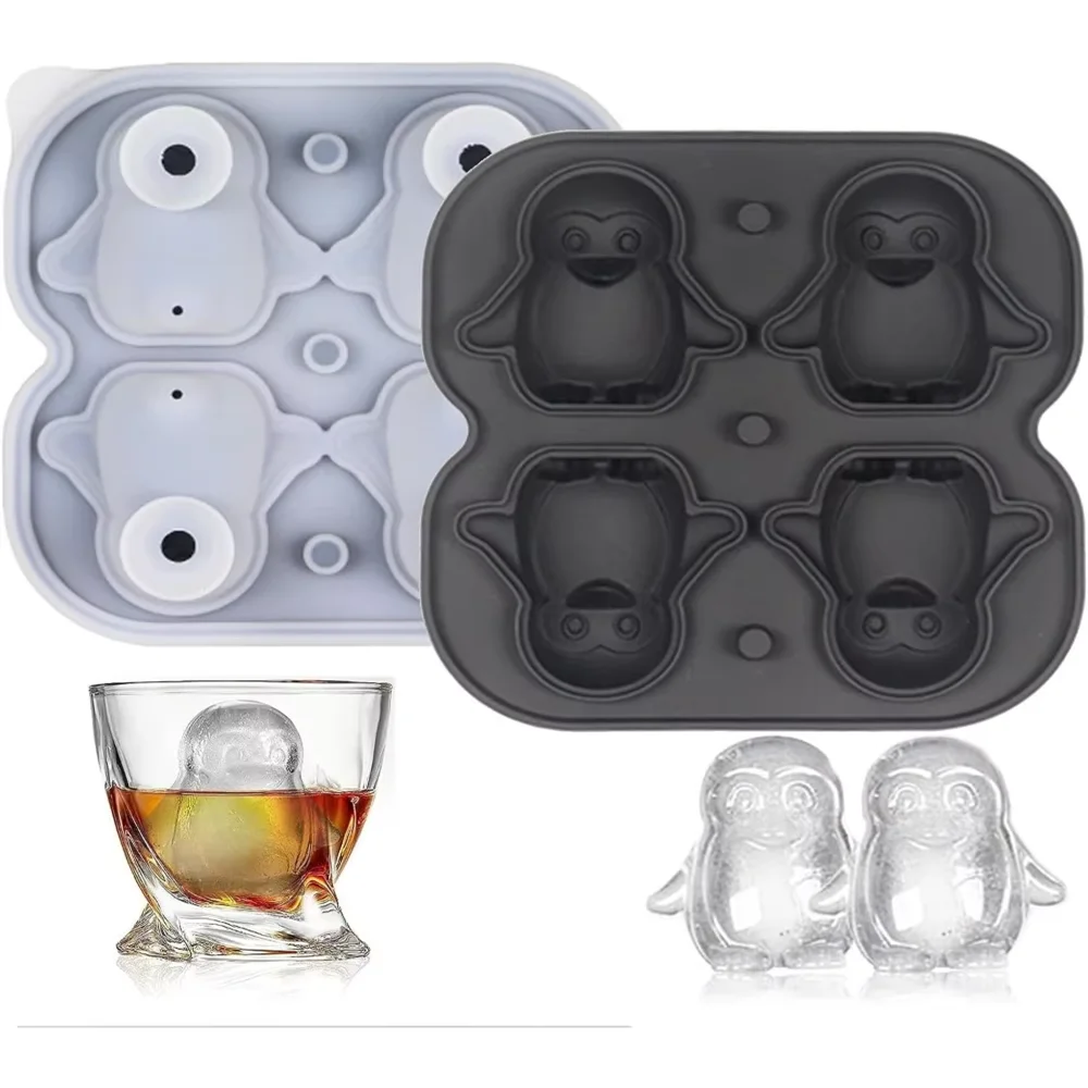 KEMORELA Penguin Silicone Ice Cube Tray with Lid | BPA-Free Silicone Ice Cube Tray Axl Black