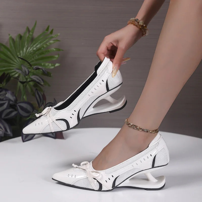 Women's Mary Jane Heels – Bow Pointed Toe Wedge Dress Pumps Mary Jane Pumps Axl