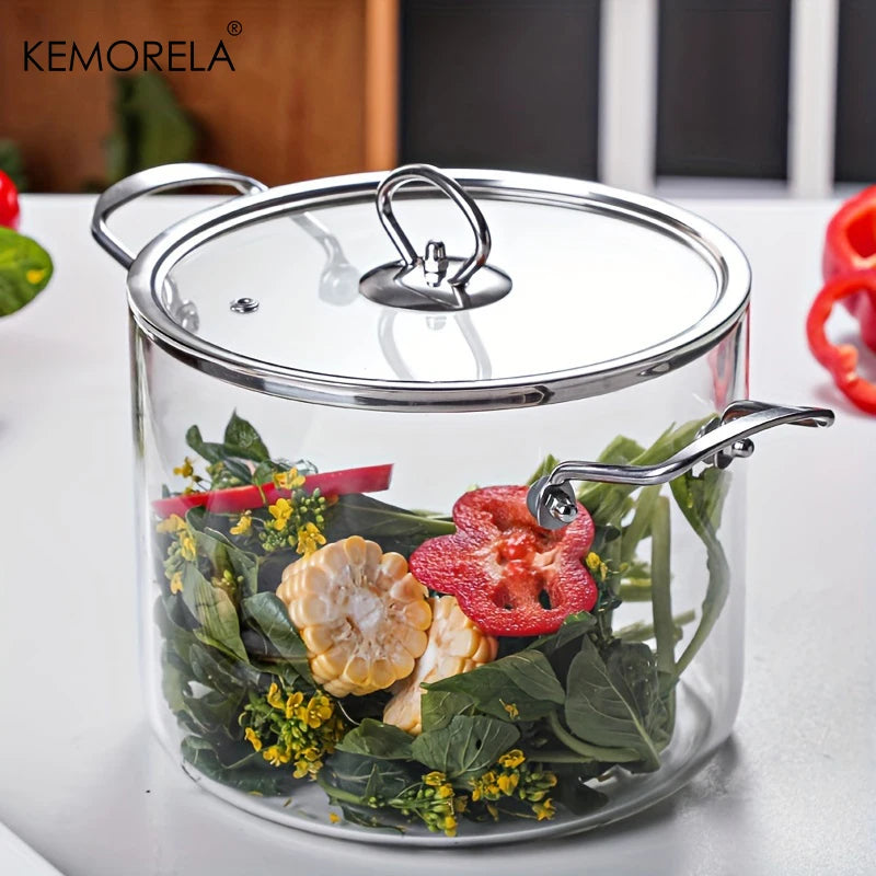 KEMORELA Borosilicate Glass Cooking Pot 2.5L/3.5L with Lid Glass Cooking Pot Axl 3.5L