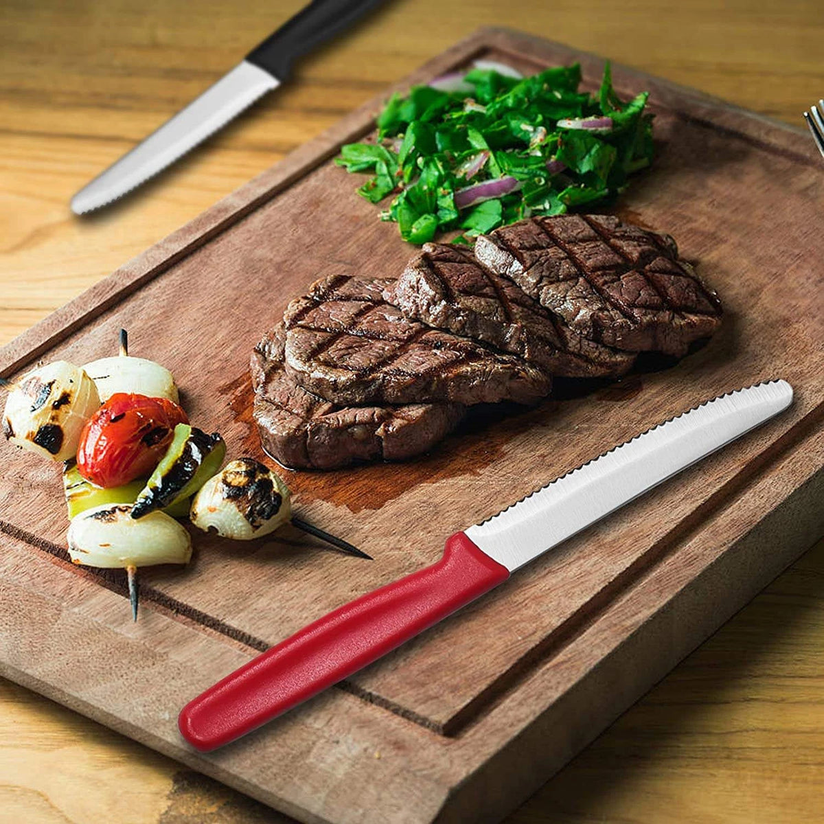 Serrated Steak & Bread Knife Set | Stainless Steel Round Tip Kitchen Knife Set Axl