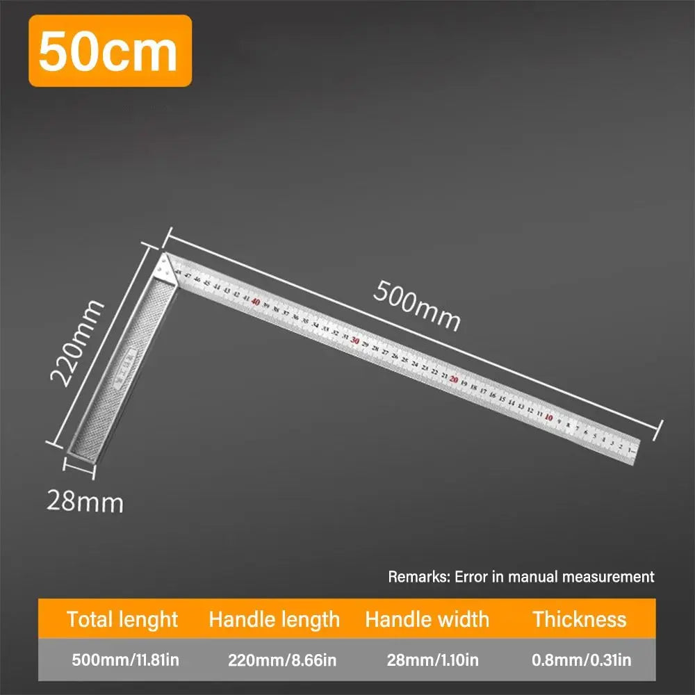 Stainless Steel 90° Angle Square Ruler – Woodworking Gauge 30/50CM Woodworking Square Ruler Axl 01-50CM