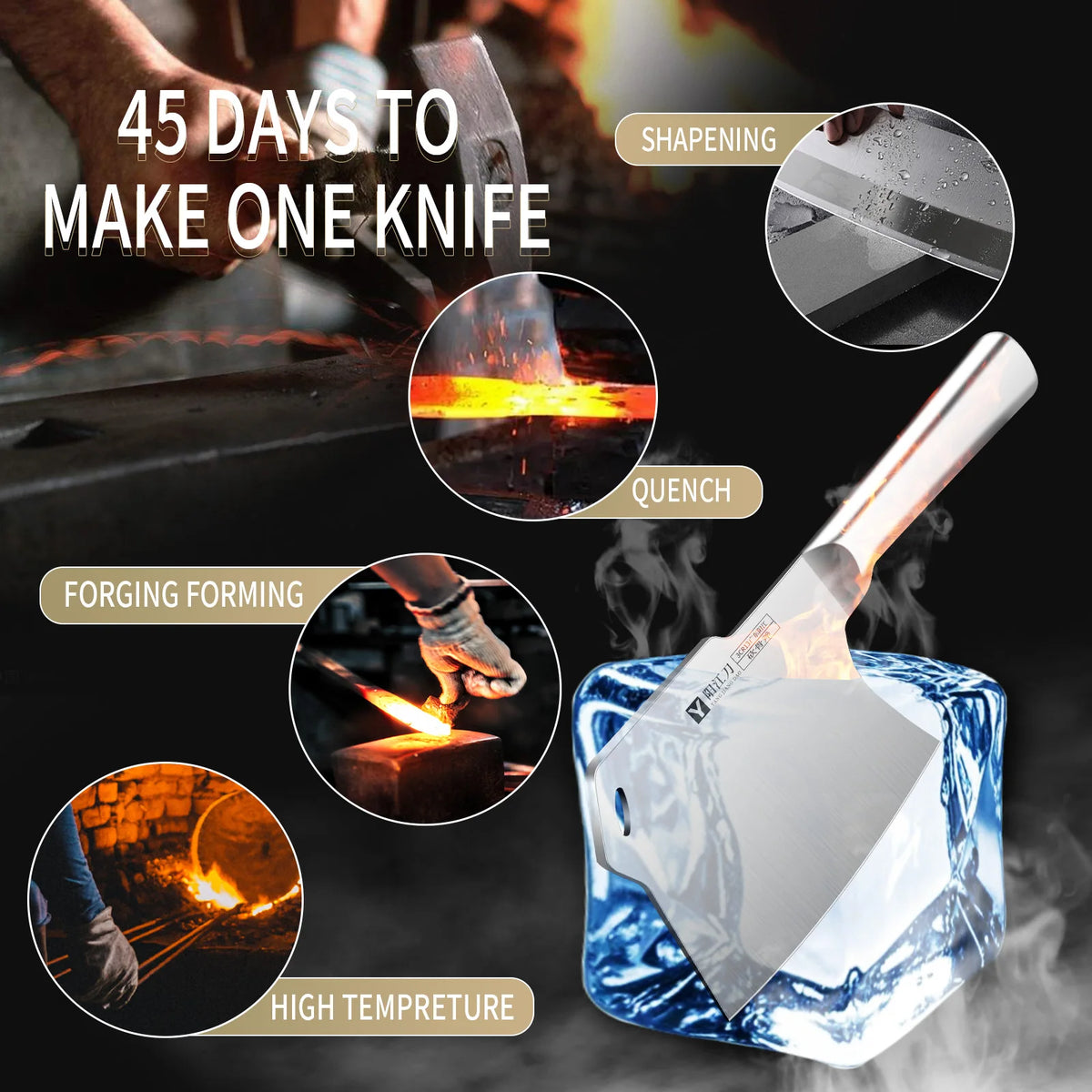 High-Hardness Stainless Steel Bone Cutting Kitchen Knife Kitchen Knife Axl