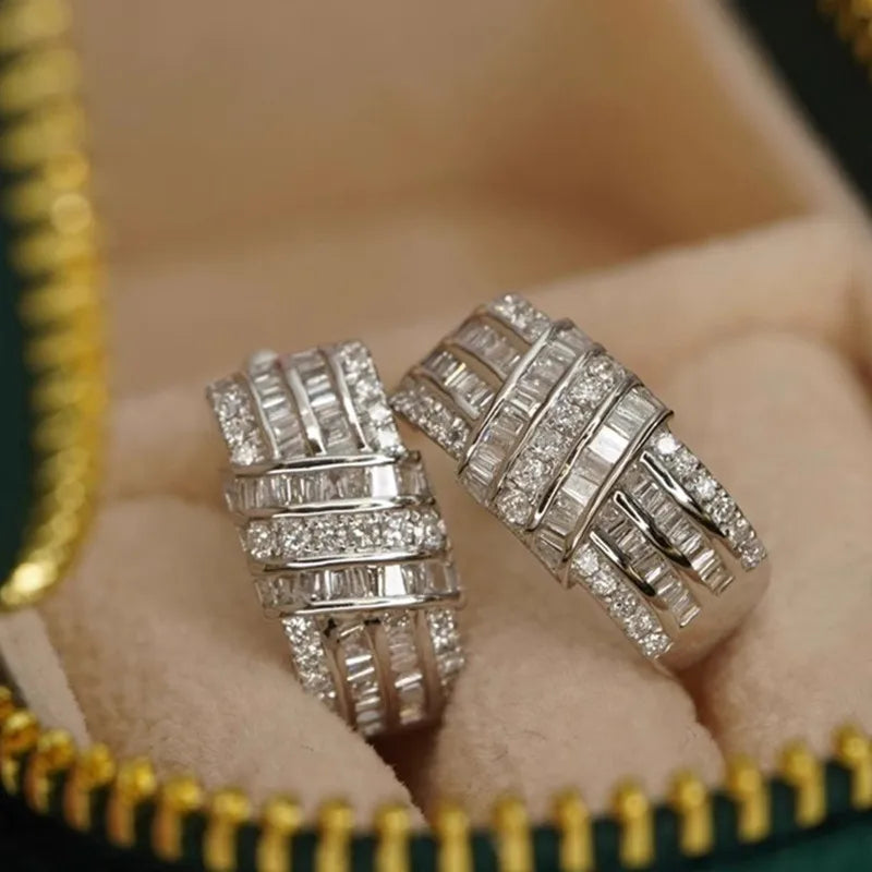 Huitan Silver Hoop Earrings – Cubic Zirconia Women's Jewelry Hoop Earrings Axl