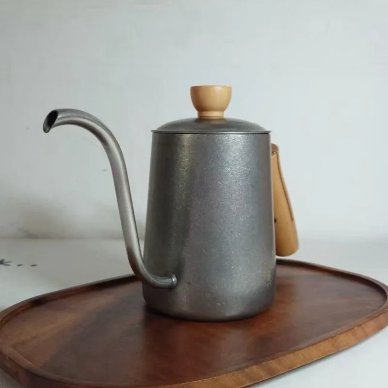 Vintage Stainless Steel Coffee Pot – 1L Wooden Handle Teapot Coffee & Tea Pot Axl