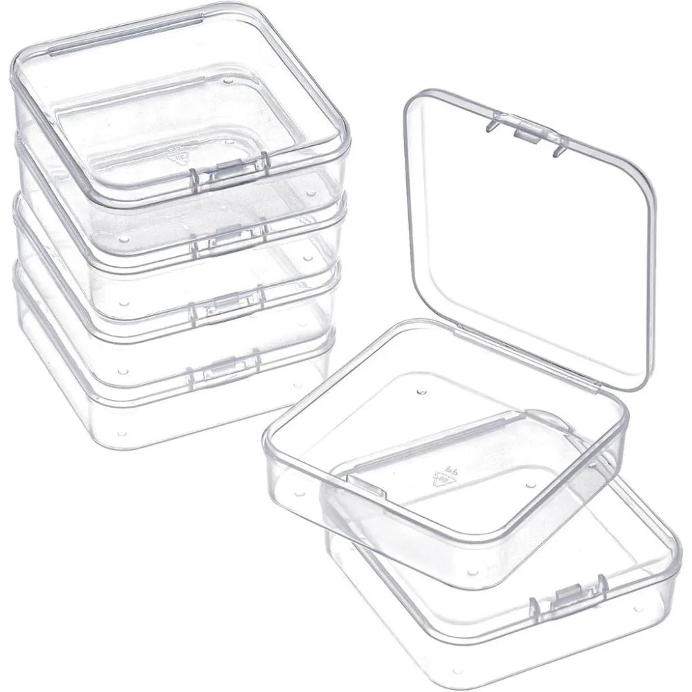 6-Pack Mini Bead Storage Containers with Hinged Lid – Clear Craft Storage Boxes Axl AECH04-19411