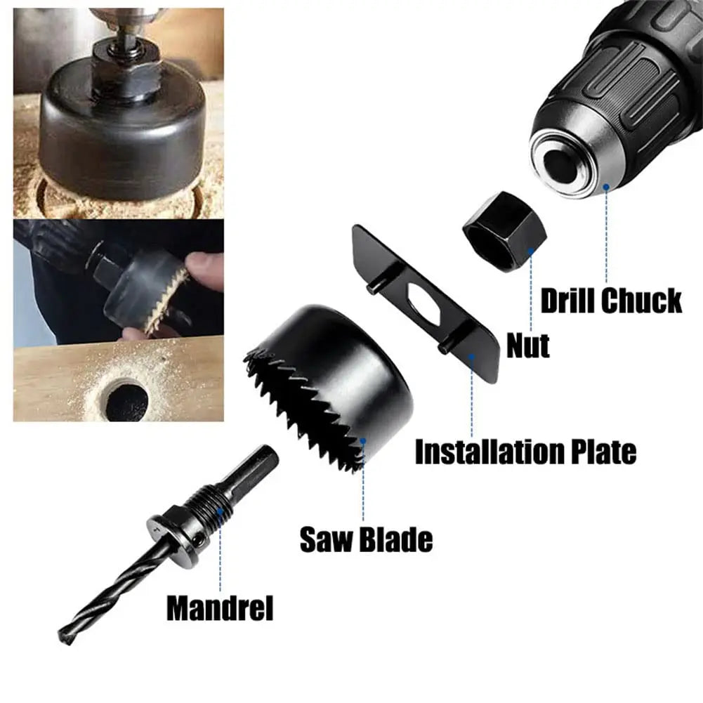 16-Piece Hole Saw Kit 3/4"–5" with Mandrels, Drill Bit & Case Hole Saw Kit Axl