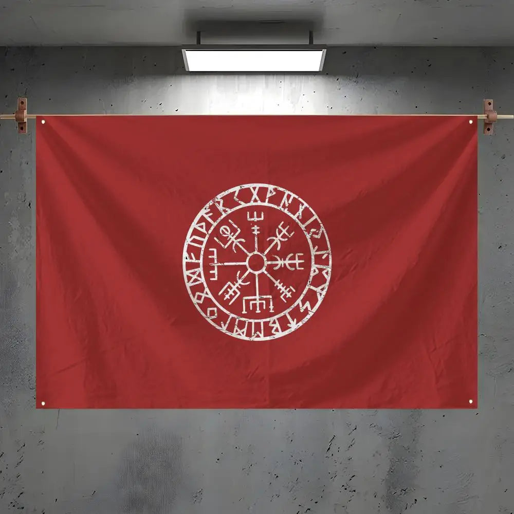 Valhalla Vegvisir Viking Flag – Indoor & Outdoor Wall Banner Decorative Wall Flag Axl White6 120x180cm