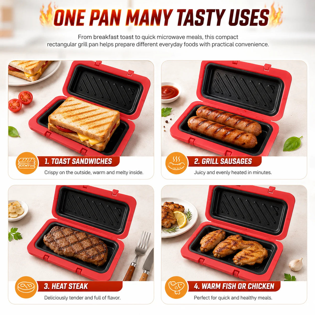 Microwave Sandwich Grill Pan – Nonstick Panini Press Maker Sandwich Grill Pan Axl